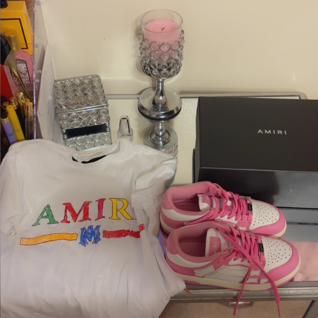 Amiri Pink And White Sneakers